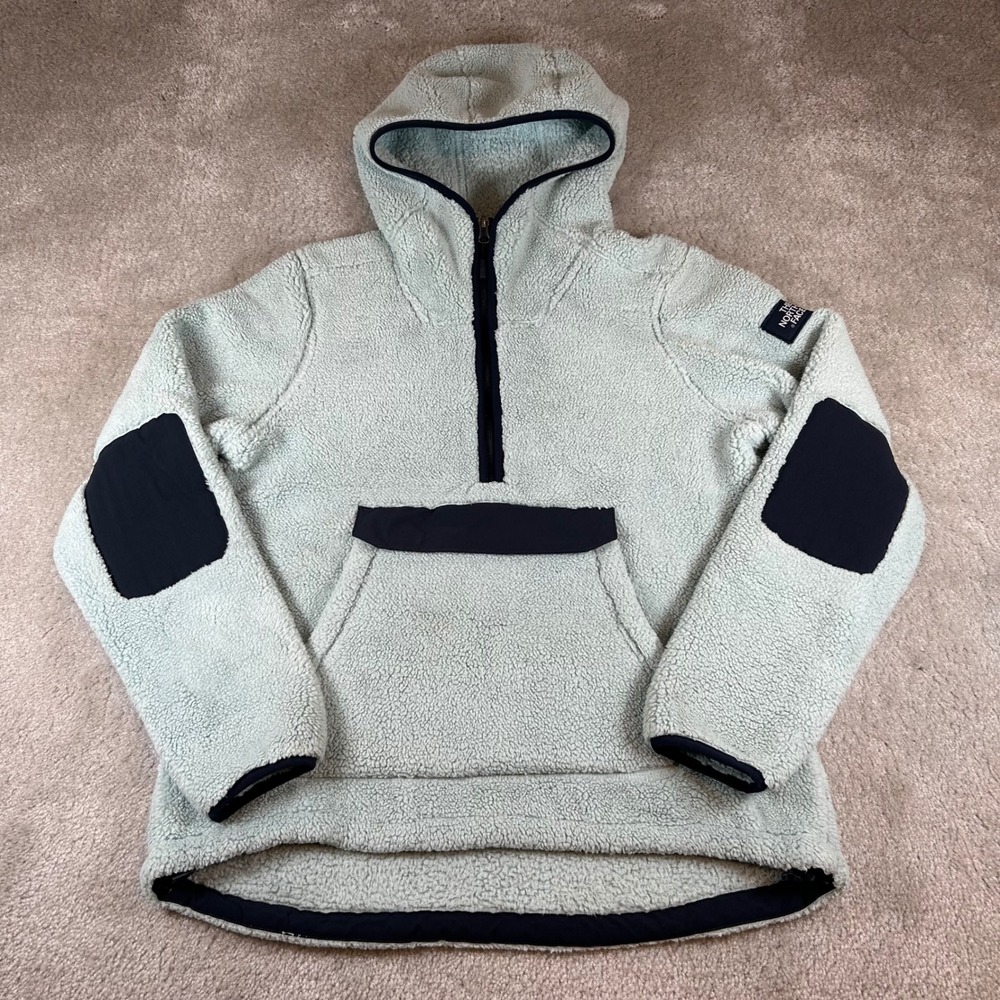 The North Face Campshire Anorak Womens M Green Sherpa Fleece Hoodie NF0A39MR